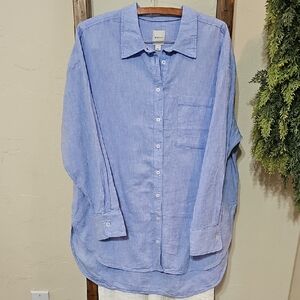 Anthropologie Maeve Oversized Linen Blend Shirt